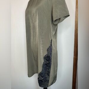 Lola Olive Dress with Black Lace Side Detail